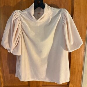 Free People pale pink Velvet mock Turtleneck Top. Size medium